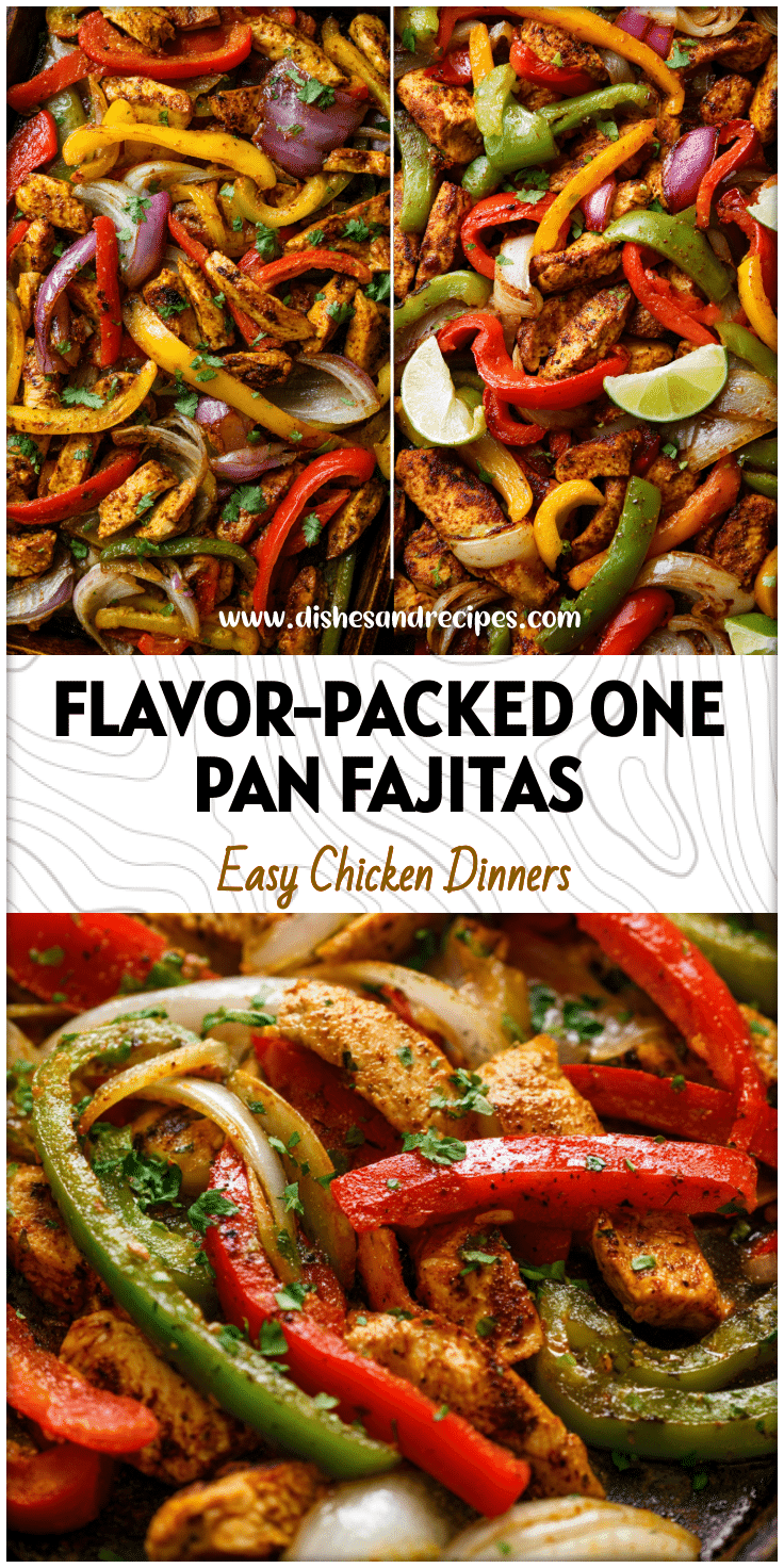 One sheet chicken fajitas with colorful bell peppers and onions for a baking pan dinner ready to serve.